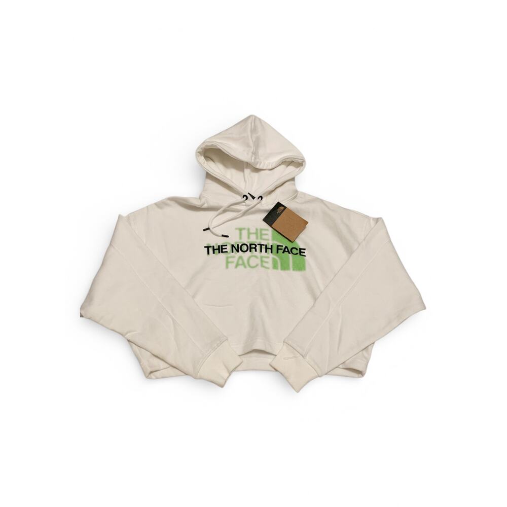 NWT The North Face cropped hoodie hooded sweatshirt logo white sz S